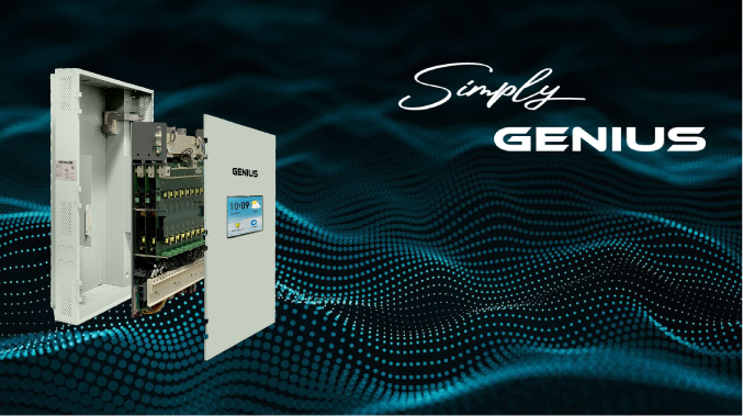 GENIUSQCANADA.IO Home Page image. GENIUSQCanada home page image showing the GENIUS smart digital electrical panel with modular interior, front touchscreen, and “Simply GENIUS” tagline over a modern wave background. GENIUSQCanada, GENIUS smart panel, Canada home energy management, AI digital electrical panel, autonomous energy control, solar and storage ready, EV charger integration, unified energy platform, Canadian smart panel, GENIUSQ Canada homepage.